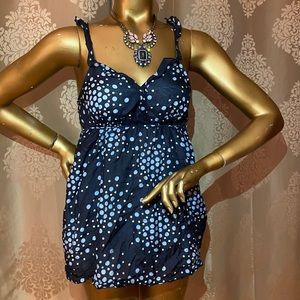 JCrew XS Navy Polka Dot Tank